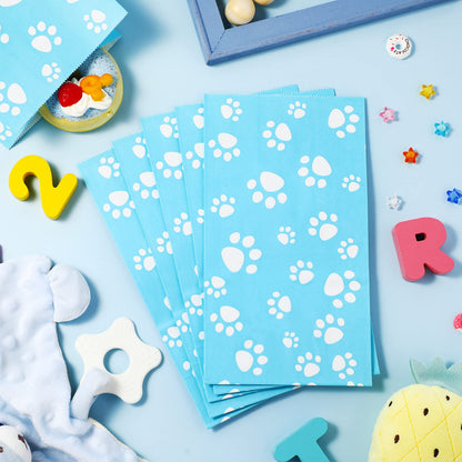 Blulu 36 Pack Dog Paw Gift Paper Bags Dog Paw Treat Goodie Bags Party Favors for Cat Pet Party Favor(Blue)