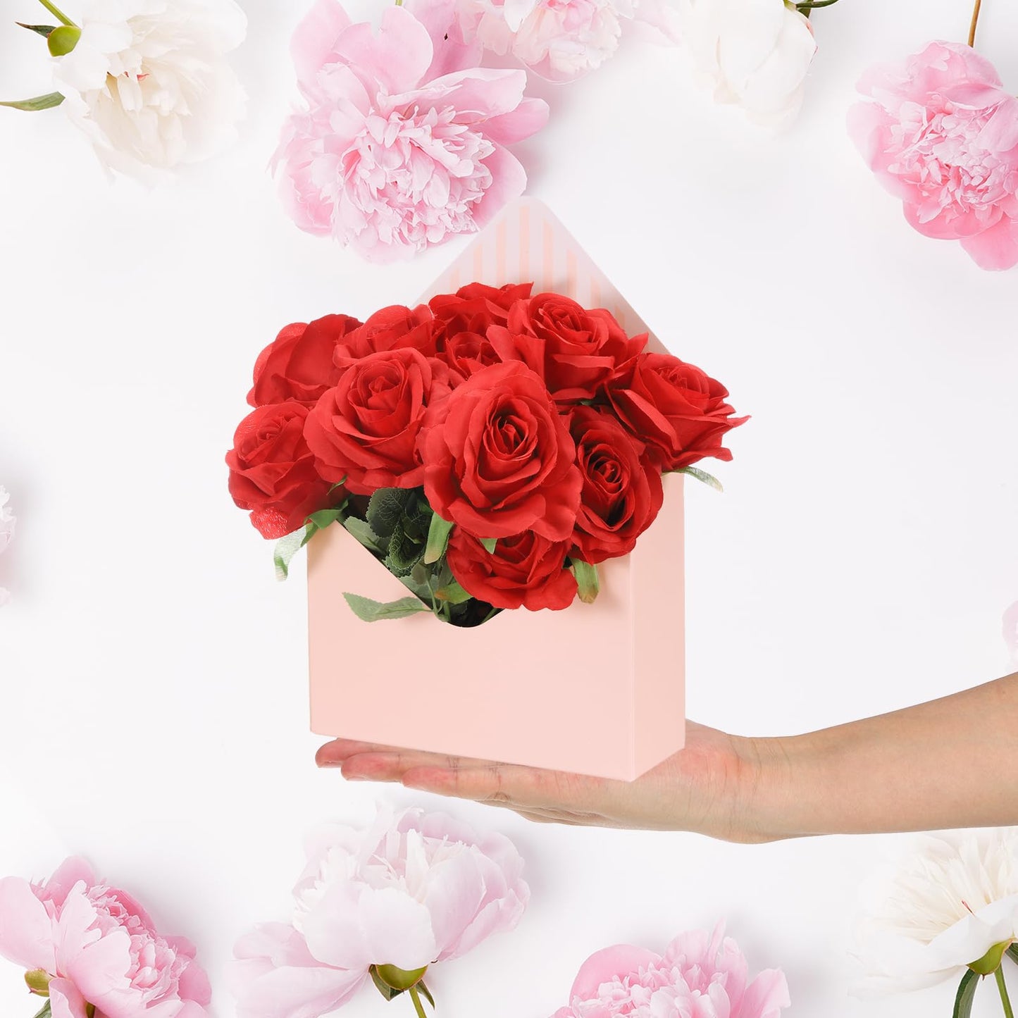 PATIKIL Florist Bouquet Envelope Box, 20 Pack Flower Bouquet Package Gift Folding Paper Boxes for Wedding, Party, Birthday, Mother's Day, Pink