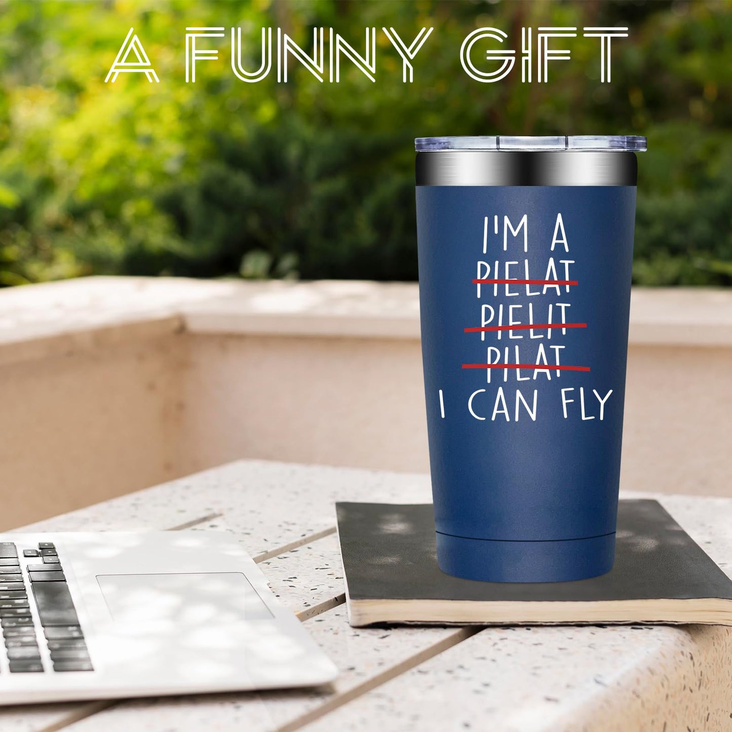 BIRGILT Pilot Gifts for Men - Aviation Gifts for Pilots - Funny Airplane Gift for Men, Women - Christmas Birthday Gift for Airplane Lovers, Aviation Lover - 20oz I Can Fly Pilot Tumbler Cup