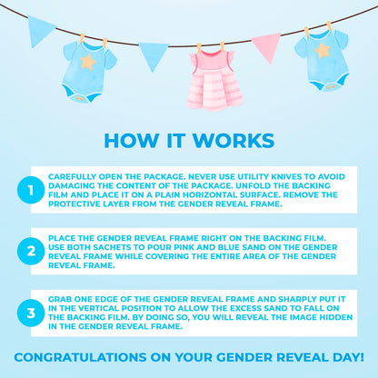 FETTIPOP Magic Art Canvas, Exposuring Sand Art (Gender Reveal – It’s a Boy Smiling) – Surprise Baby Shower Pregnancy Announcement, Unique Gift 7.9x9.8 inch