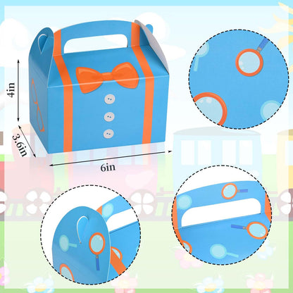 Bolsome 16 Pack Orange Blue Party Favor Boxes Blue Orange Cartoon Paper Treat Boxes for Birthday Party Baby Shower Party Supplies