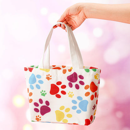 Dansydaisy 12 pcs Dog Paw Print Gift Bags Puppy Canvas Bags Pet Treat Bags 11.8 x 7.9 x 3.9 Inch Reusable Gift Goodie Bags for Puppy Pet Treat Birthday Party Supplies