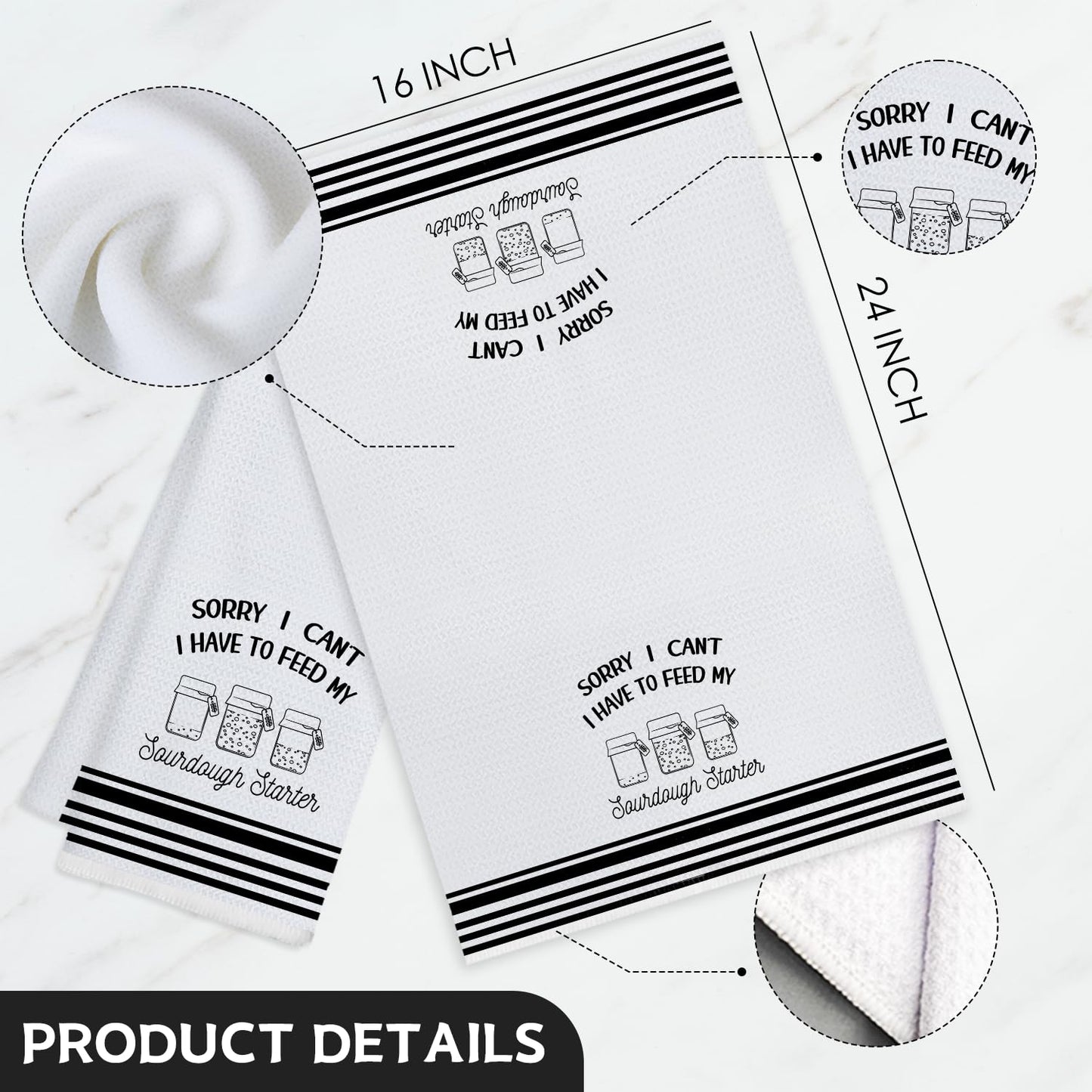 Funny Sourdough Baking Kitchen Towels, Gifts for Sourdough Bakers Tea Dish Towels for Kitchen, Baking Lover Gifts Decorative Hand Towels, 16x24 Inch