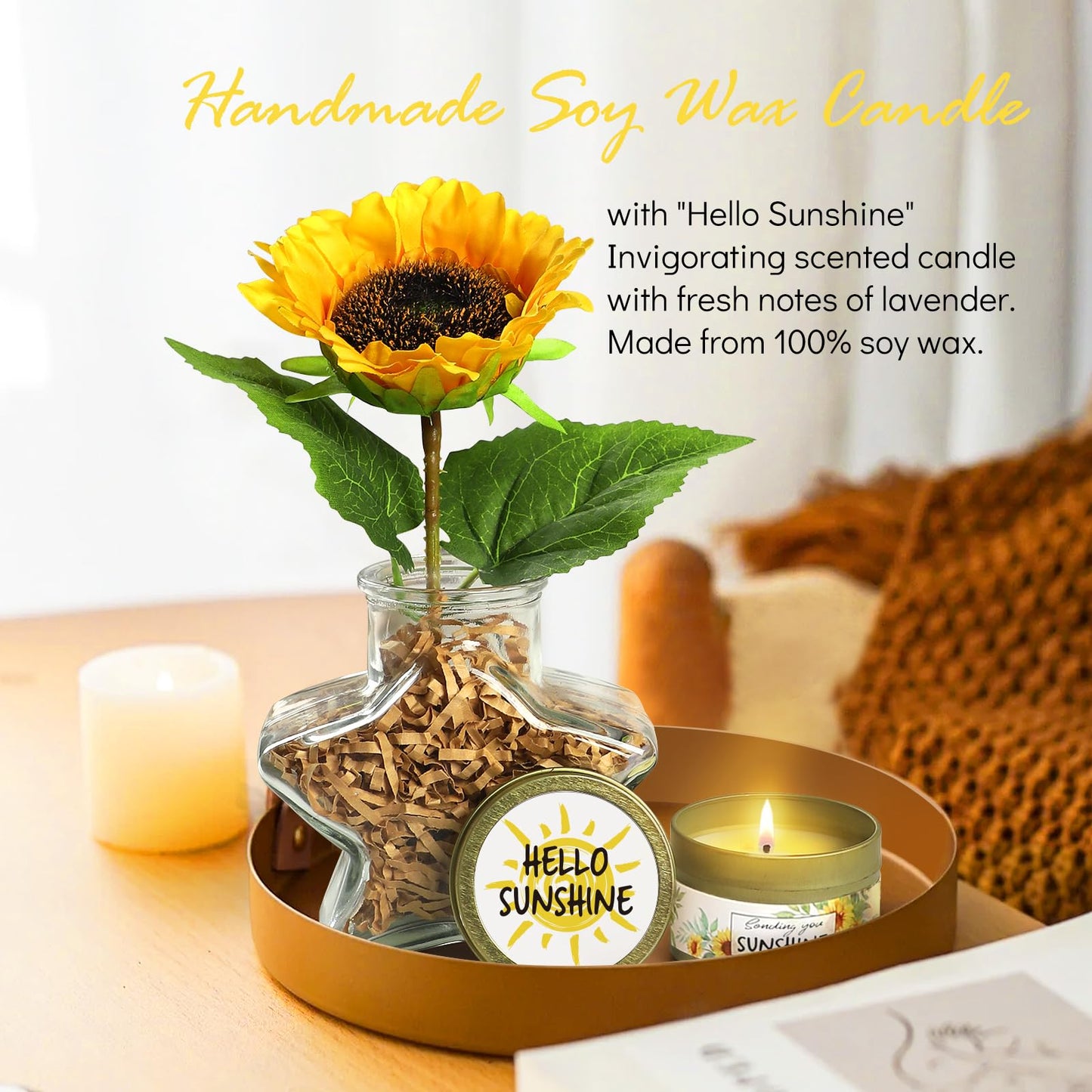 Birthday Gifts for Women Sunflower Gifts Get Well Soon, Sending Sunshine Gift Baskets, Self Care Spa Mothers Day Gift for Women Her Mom Best Friends Sister