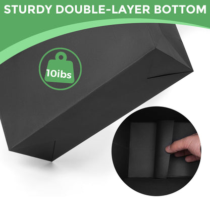 MOXARYSU Black Gift Bags With Handles: 12.5x4.5x11 Inch 30pcs Large Paper Gags Bulk For Party Shopping Birthday Wedding (30)