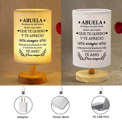 Birthday Gifts for Grandma in Spanish, Regalos para Abuela Fabric Bedside Table Lamp Presents, Christmas Mothers Day Valentines Day Gifts for Grandma Grandmother from Grandkids