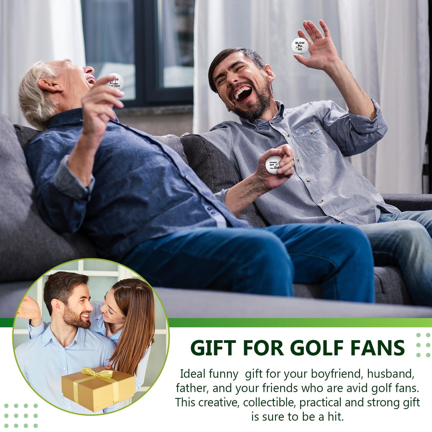 Threan 3 Pcs Golf Ball Gift Set Funny Novelty Golfer Present for Men Birthday Dad Golfing Fan One Standard Size Unit