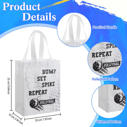 Wesnoy 48 PCS Volleyball Gift Bags Bulk Reusable Non Woven Volleyball Snack Party Favors Tote Treat Goodie Candy Bags with Handle for Team Sports Theme Birthday Party 9.84 x 7.87 inch