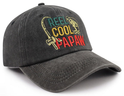 Funny Reel Cool Papaw Hat for Men, Adjustable Cotton Embroidered Grandpa Baseball Cap