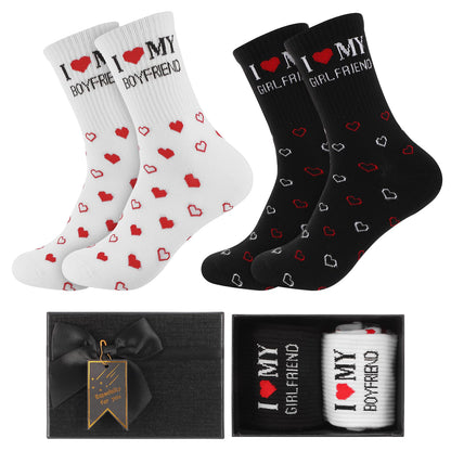 Funny Couple Socks for Boyfriend/Husband with Gifts Box, I Love My Boyfriend/Girlfriend Socks, Boyfriend/Husband Romantic Gifts for Anniversary Birthday