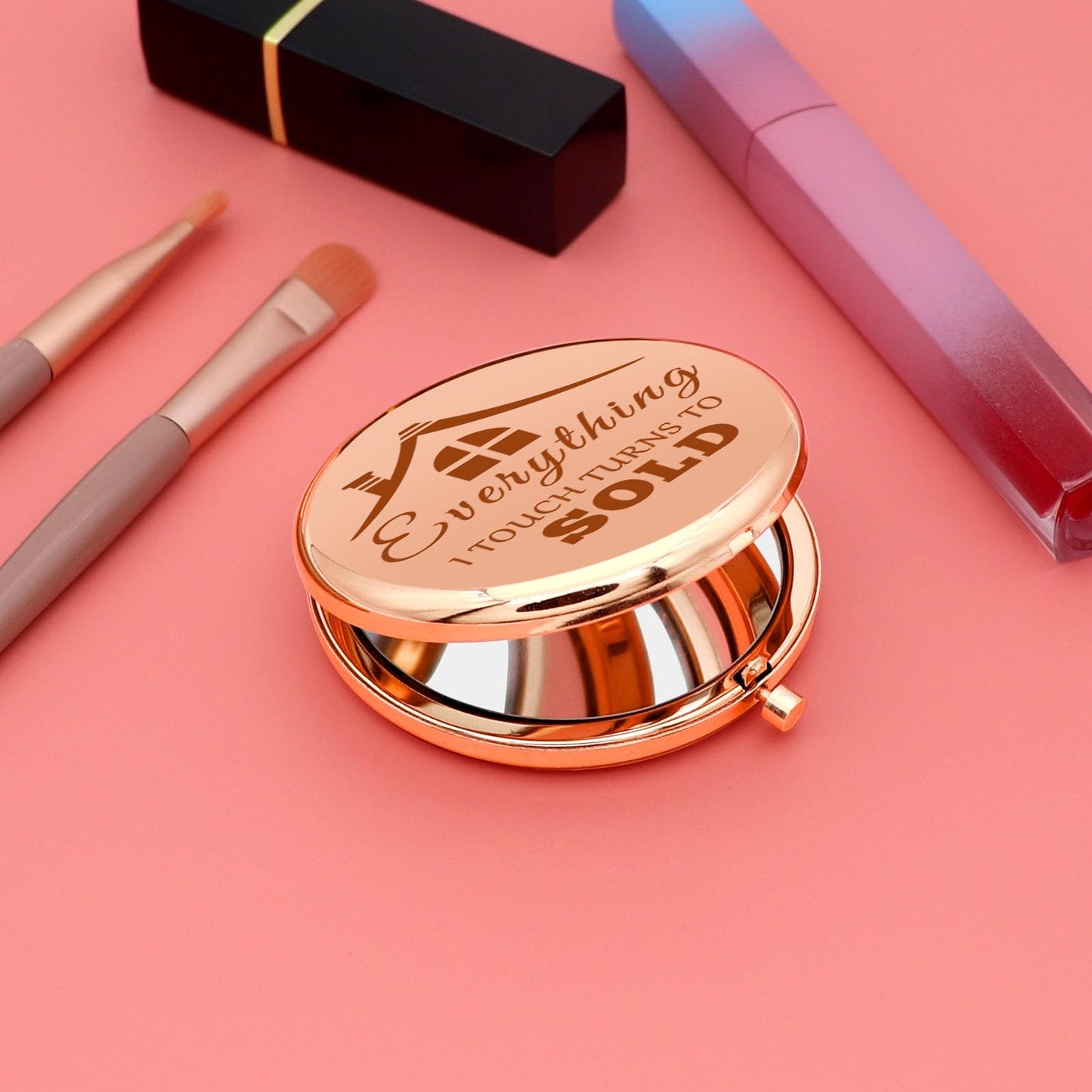 Realtor Gift for Women Compact Compact Mirror Realtor Appreciation Gifts Real Estate Agent Gift Thank You Gift for Realtor Closing Gifts Christmas Birthday Folding Makeup Mirror Realtor Sold Gifts