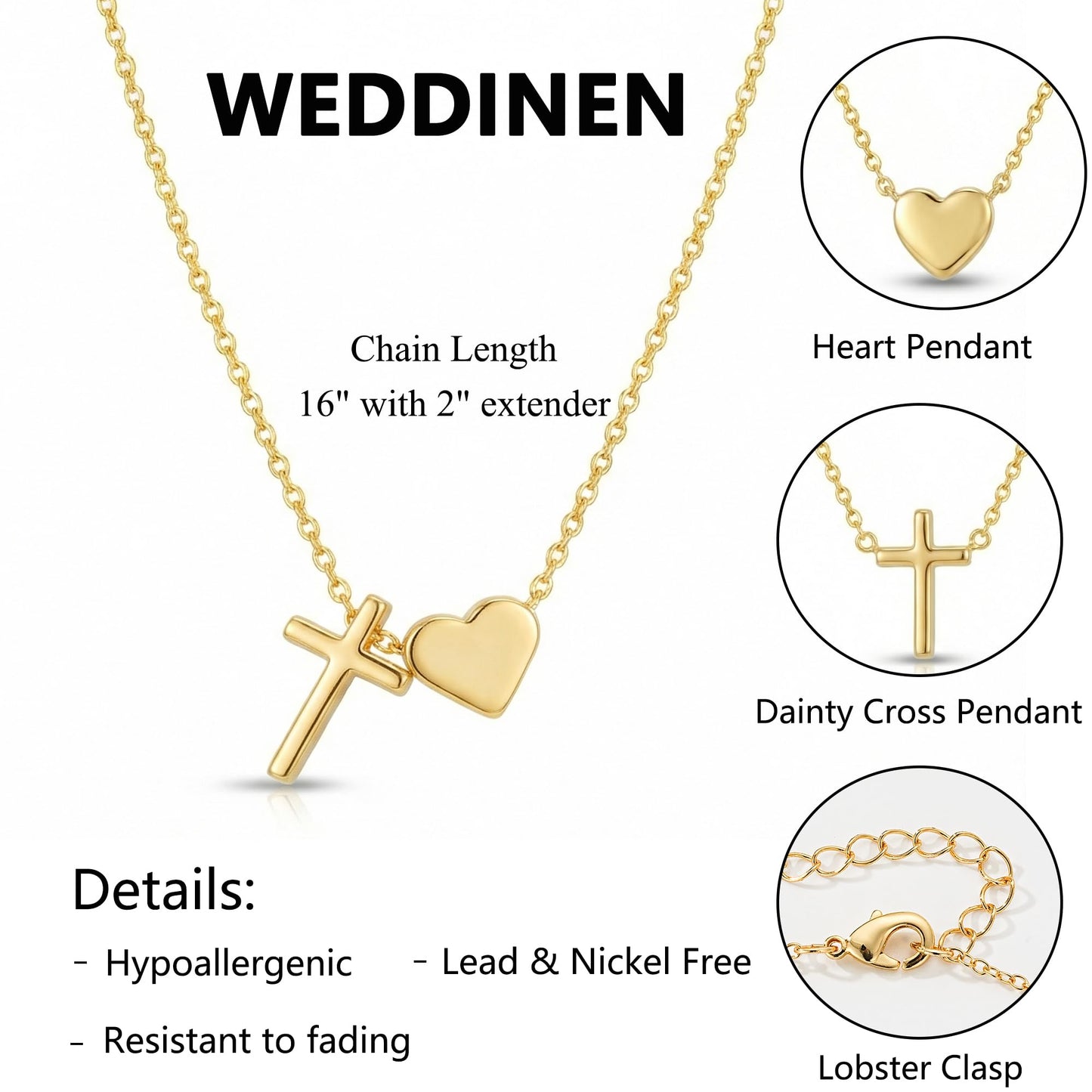 WEDDINEN First Communion Confirmation Baptism Jewelry Gifts for Teens Girls Kids,Cross Heart Necklace for Women Girls Christian Religious Stuffers Jewelry Gifts for Kids