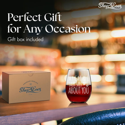 shop4ever My Cat & I Talk Sh t About You Engraved Stemless Wine Glass 15 oz. Funny Cat Mom Gift