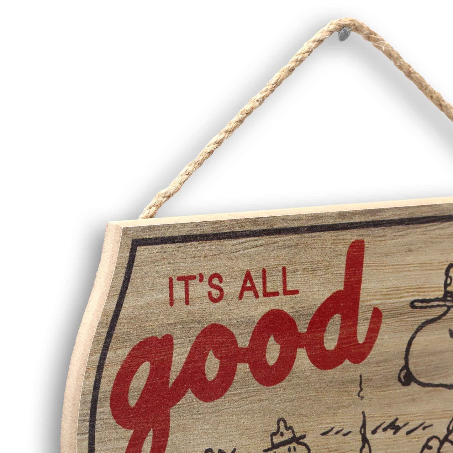 Peanuts Snoopy It's All Good In the Woods Hanging Wood Wall Decor - Fun Snoopy Sign for Cabin, Lake House or Camper