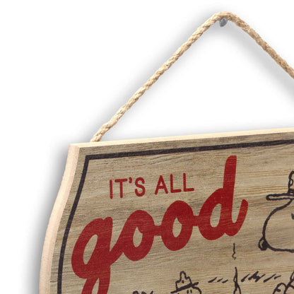 Peanuts Snoopy It's All Good In the Woods Hanging Wood Wall Decor - Fun Snoopy Sign for Cabin, Lake House or Camper