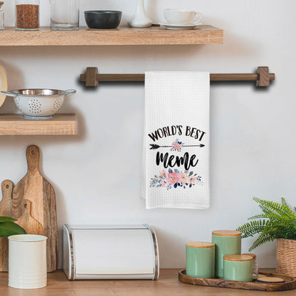 Meme Gifts Kitchen Towels, Mother's Day Christmas Birthday Gifts for Grandma from Grandkids Hand Towels Bathroom Decor, World's Best Meme Dishcloths Dish Towel for Kitchen 16x24 Inches