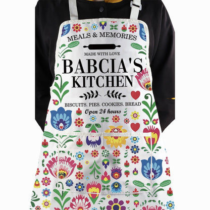 WCGXKO Polish Babcia Kitchen Apron Polish Grandma Birthday Gift Babcia Gift Babcia Retirement Gift