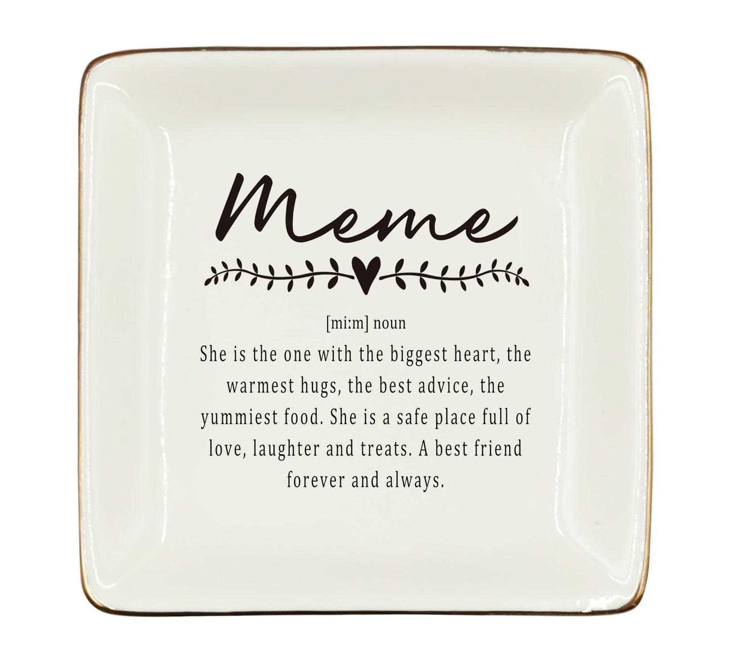 WODMIS Meme Gifts Ceramic Jewelry Tray Dish, Grandma Birthday Gift Jewelry Plate Dish, Meme Ring Trinket Dish, Grandma Granny Christmas Gifts for Women 513