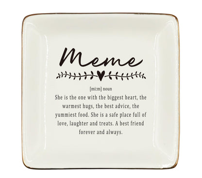 WODMIS Meme Gifts Ceramic Jewelry Tray Dish, Grandma Birthday Gift Jewelry Plate Dish, Meme Ring Trinket Dish, Grandma Granny Christmas Gifts for Women 513