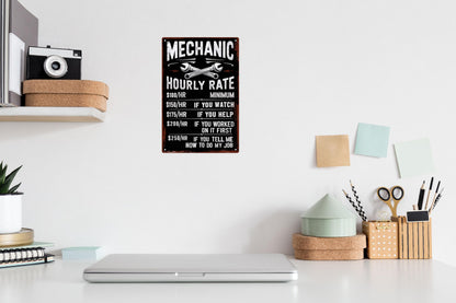 Mechanic Gifts For Men Garage Decor Mechanic Accessories Mechanic Decor Mechanic Hourly Rate Reproduction Metal Tin Sign Mechanic Rules Metal Sign 8x12 Inch