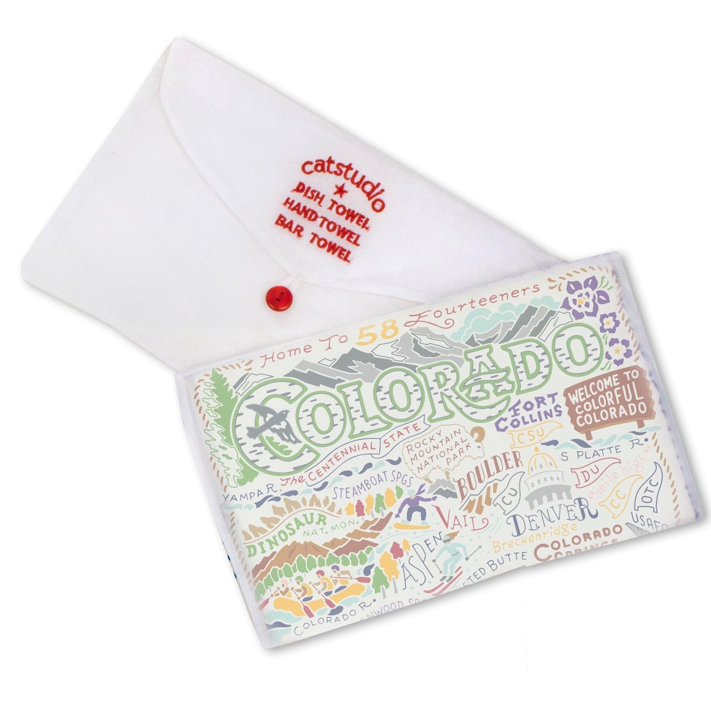 Catstudio Colorado Dish Towel - U.S. State Souvenir Kitchen and Hand Towel, Perfect Tea Towels for Colorado Lovers, Travel Souvenir, Housewarming Gifts, Couple Gifts