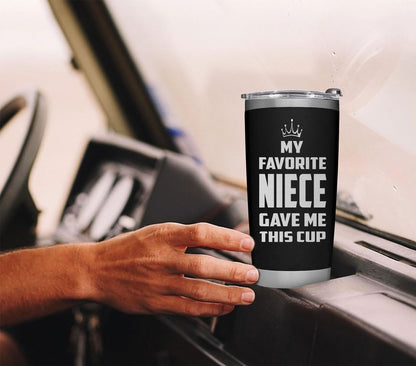 Gifts for Uncle on Fathers Day, Aunt from Niece - Uncle Tumbler - Gifts for Fathers Day, Christmas, Birthday - Funy Insulated Stainless Steel Tumbler 20oz, Black