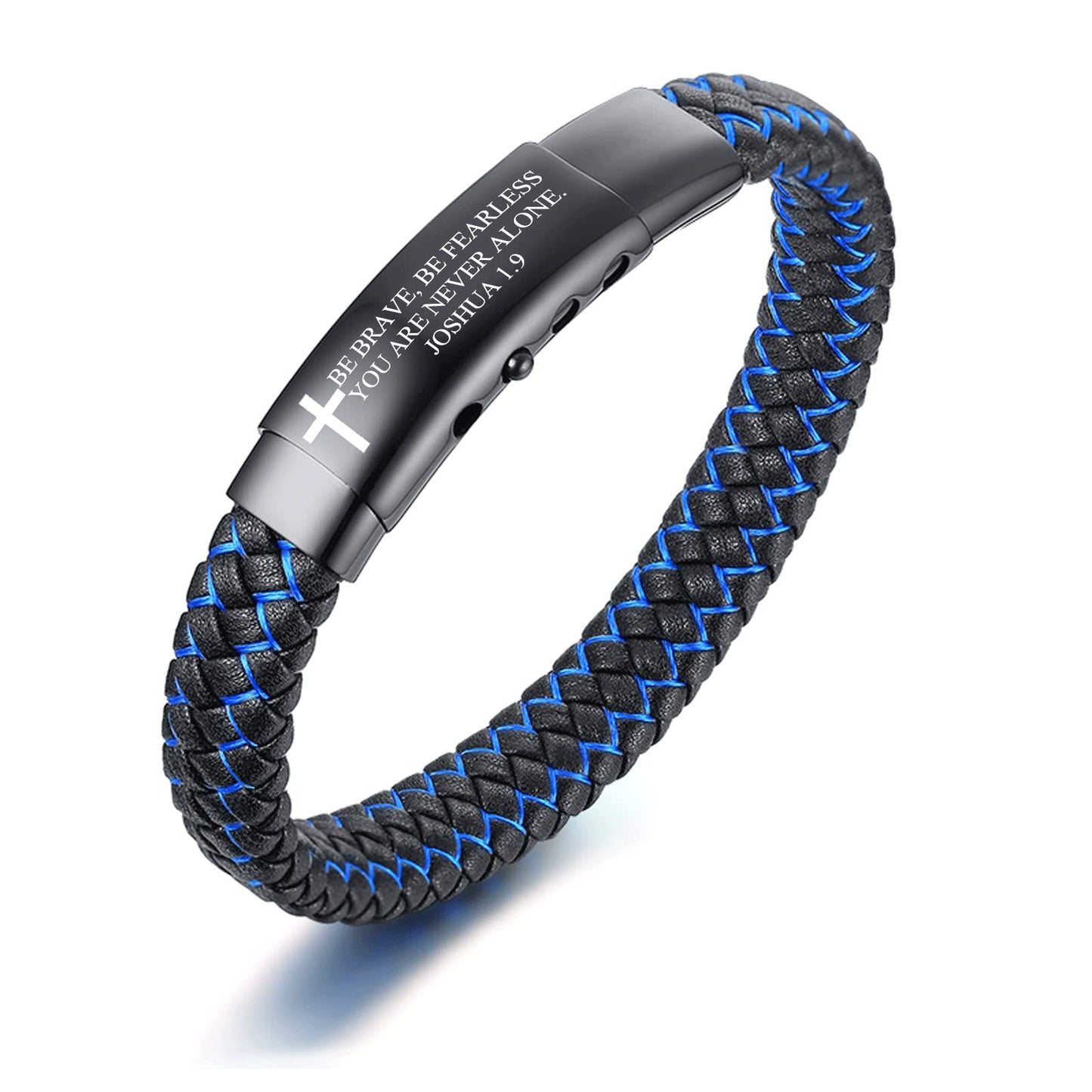 VNOX Men's Inspirational Mantra Engarved Handmade Braided Leather Adjustable Cuff Bangle Bracelet Encouragement Motivational Gift for Men
