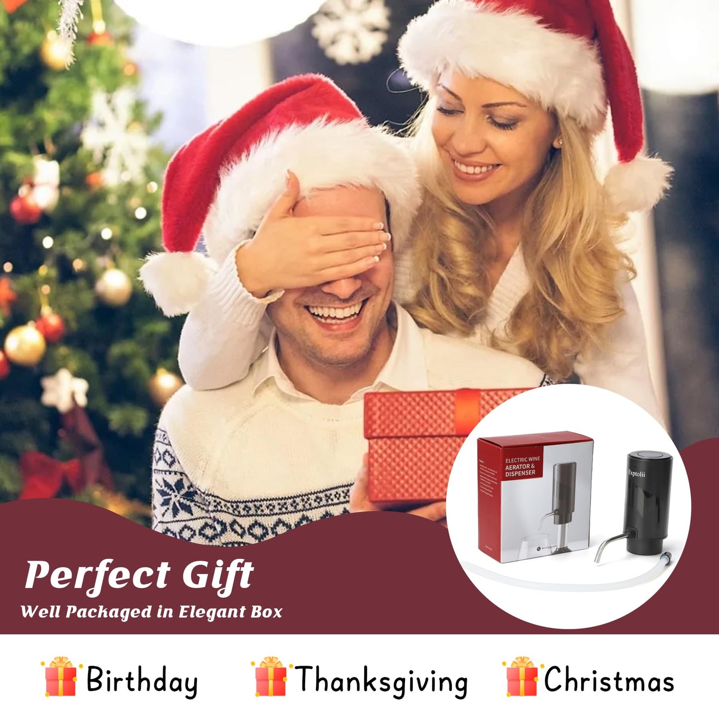 Electric Wine Aerator, Wine Decanter, Wine Dispenser, Wine Gift, Automatic One-Touch Wine Pourer Pump Wine Oxidizer for Red and White Wine Re-chargeable
