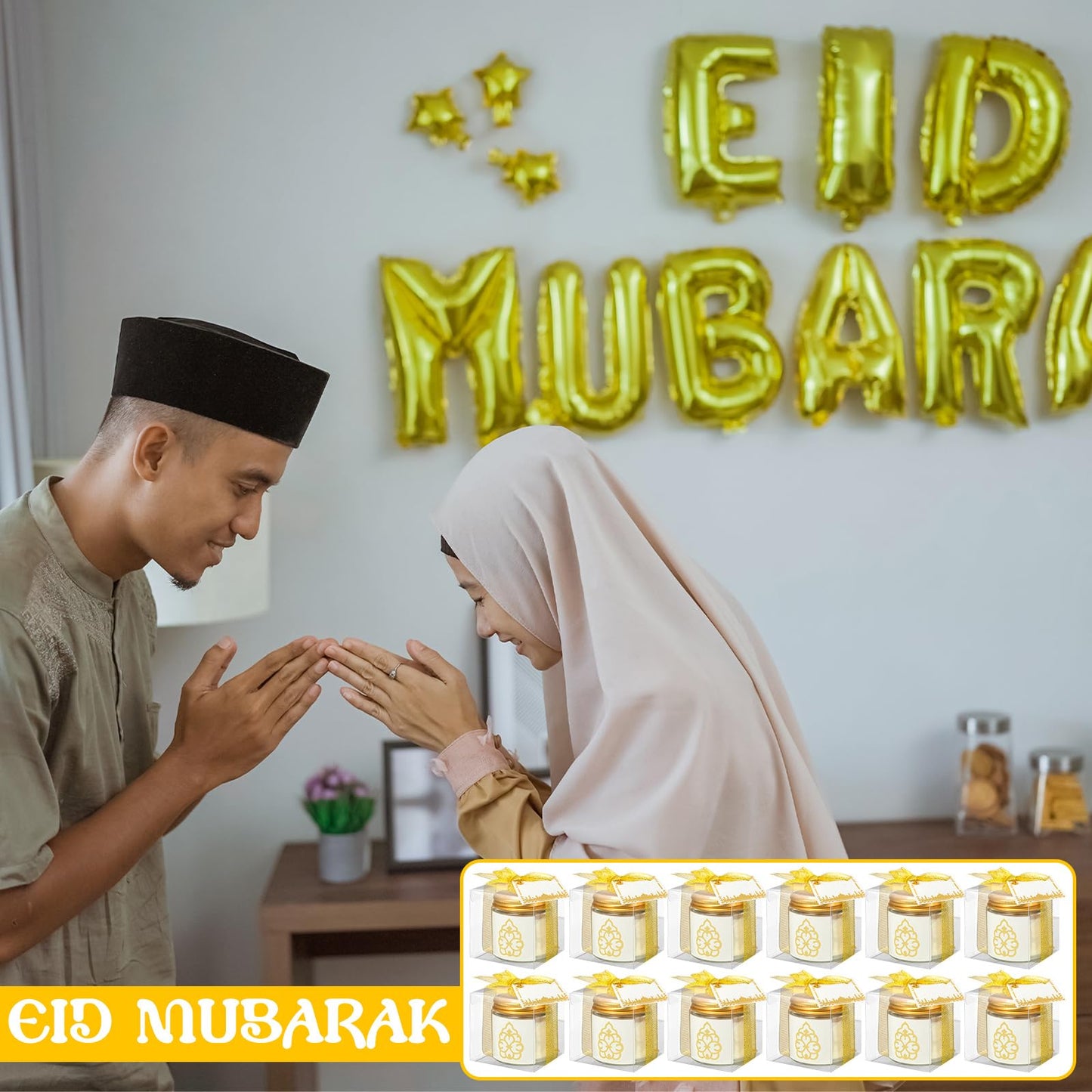 Hoolerry 12 Pcs Eid Mubarak Candles Gifts Bulk Eid Al Adha Party Favors for Women Mubarak Scented Soy Candles Lavender Mini Muslim Islamic Gifts Thank You Glass Jar Islamic Festival Party Favors