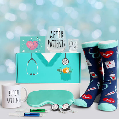 Frerdui Before Patients After Patients Gifts Set - 11oz Coffee Mug and 19oz Wine Glass Set Gift Idea for Dentists, Doctors, Hygienists, Assistants, Physician, Nurse Gift for women