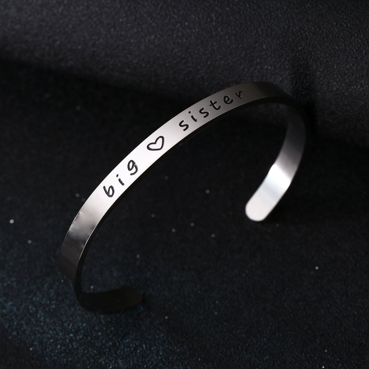 BESPMOSP Big Sis Middle Sis Little Sis Sister Cuff Bangle Bracelet Family Friend Gift for Women