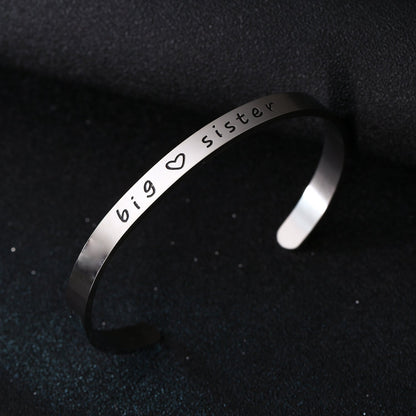 BESPMOSP Big Sis Middle Sis Little Sis Sister Cuff Bangle Bracelet Family Friend Gift for Women