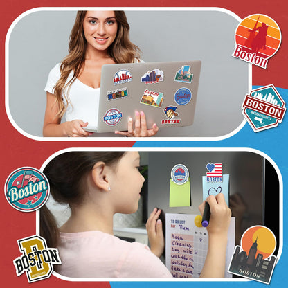 Konohan 30 Pcs Boston Souvenirs Gifts Boston Magnet for Refrigerator City Magnetic Refrigerator Stickers for Home Decoration