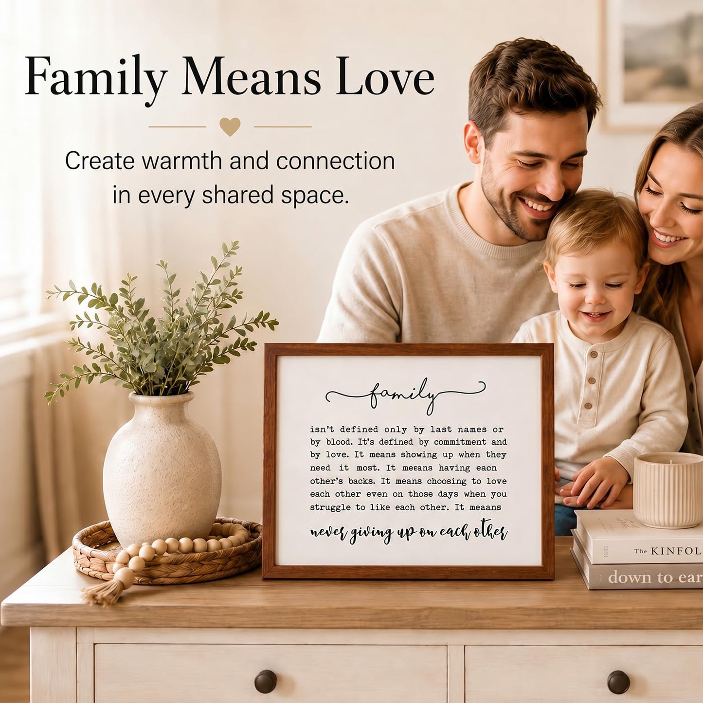 OFlyDesigns Family Definition Wall Art, Family Quote Print, Entryway Family Sign, Farmhouse Home Decor, Adoption Gift for Blended Families, Neutral Living Room Wall Decor, Unframed (8x10, Unframed)