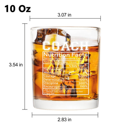 Futtumy Coach Nutrition Facts Whiskey Glass, Coach Gifts for Men, Basketball Coach Gifts, Baseball Coaches Gift, Best Coaches Gift for Soccer Softball Volleyball for Graduation Competition Christmas
