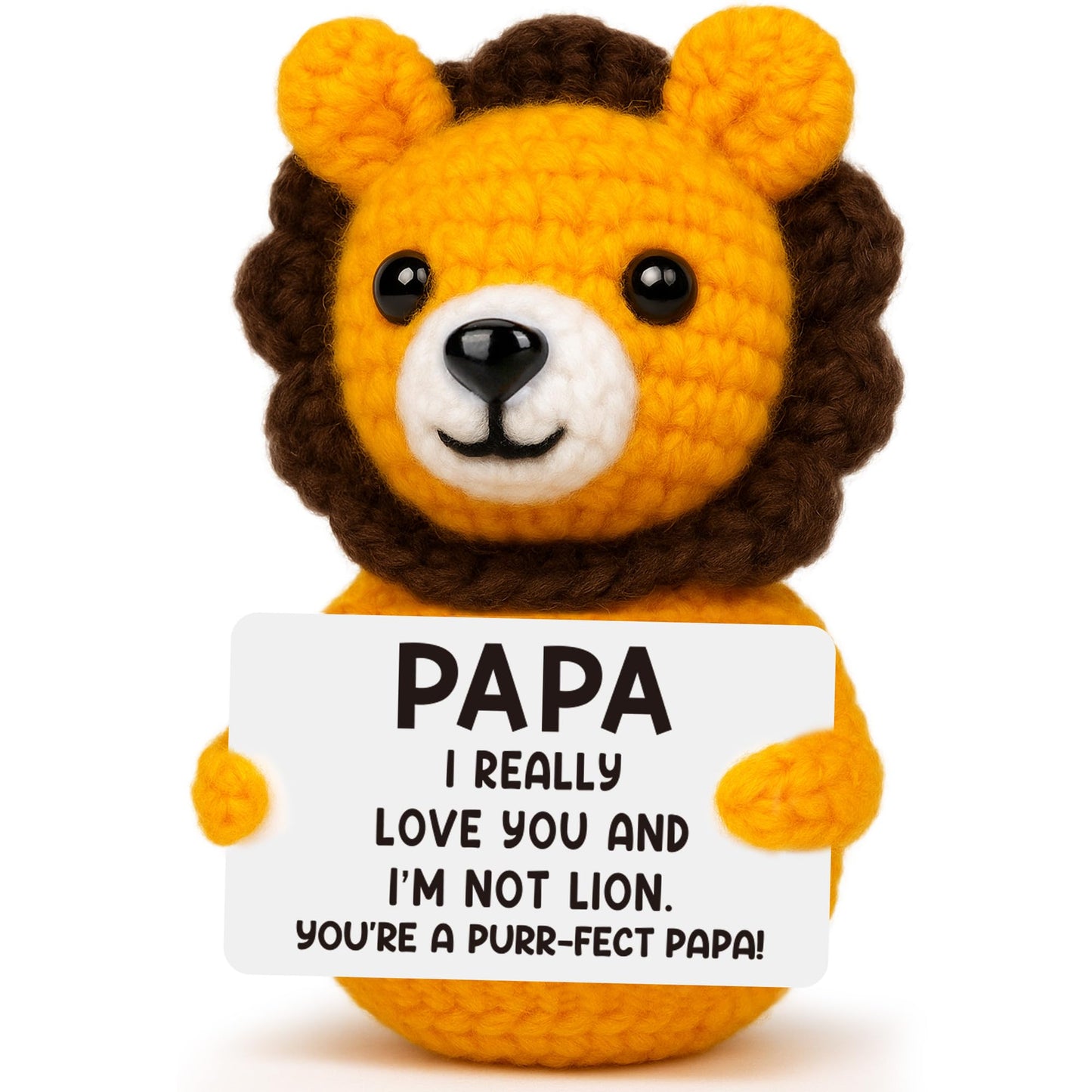 Grandpa Fathers Day Papa Gifts from Grandkids, Father's Day Grandpa Papa Birthday Gifts from Granddaughter Grandson, Best Grandfather Ever Gift, Grandparents Day Gift, Funny Handmade Crochet Lion
