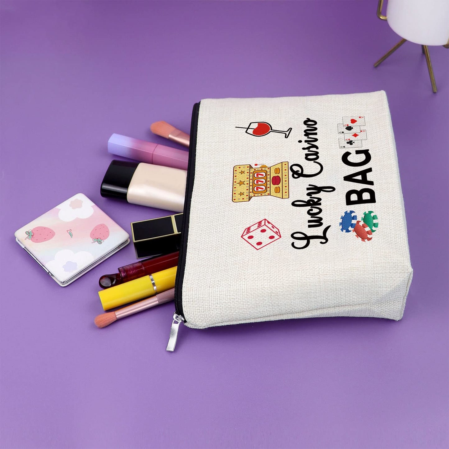 Sazuwu Lucky Casino Gifts Makeup Bag for Women Gambling Themed Gifts for Grandma Mom Birthday Mothers Day Retirement for Casino Lovers