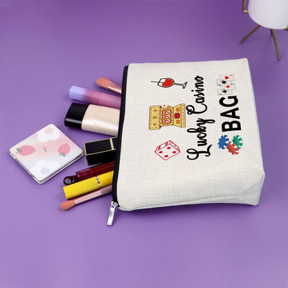 Sazuwu Lucky Casino Gifts Makeup Bag for Women Gambling Themed Gifts for Grandma Mom Birthday Mothers Day Retirement for Casino Lovers