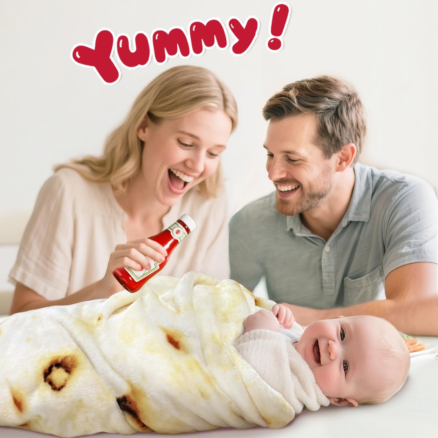 Jorbest Burrito Tortilla Swaddle Blanket Gifts for Baby Toddler Newborn, Tortilla Baby Blanket Funny Gifts for Baby Shower Boys Girls, Food Taco Blanket 285 GSM Flannel Blanket (Yellow, 36 inches)
