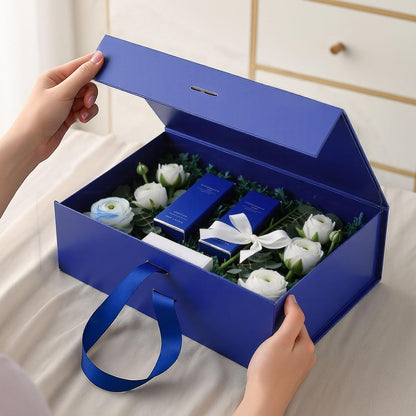 VGOODALL Blue Gift Box with Magnetic Lids, 10.2 x 7.5 x 3.2 Inch Gift Boxes for Presents Anniversary Birthday Celebration