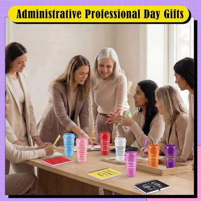 Glenmal 36 Pcs Administrative Professional Day Gifts Bulk 16oz Inspirational Plastic Cups Thank You Notebook Mini Pen Administrative Assistant Gifts for Secretary Receptionist Staff Coworker