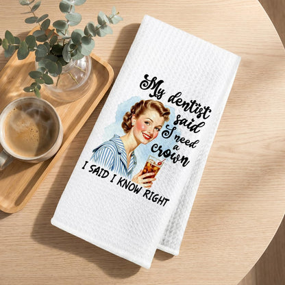 Hanamiya Na Funny Kitchen Towels, Hostess Gifts for Women, Reusable Tea Towels for Kitchen Home Farmhouse Decor, Funny Waffle Weave Dish Drying Towel, Ladies Gifts for Women Friend Mom, 24x14 Inch