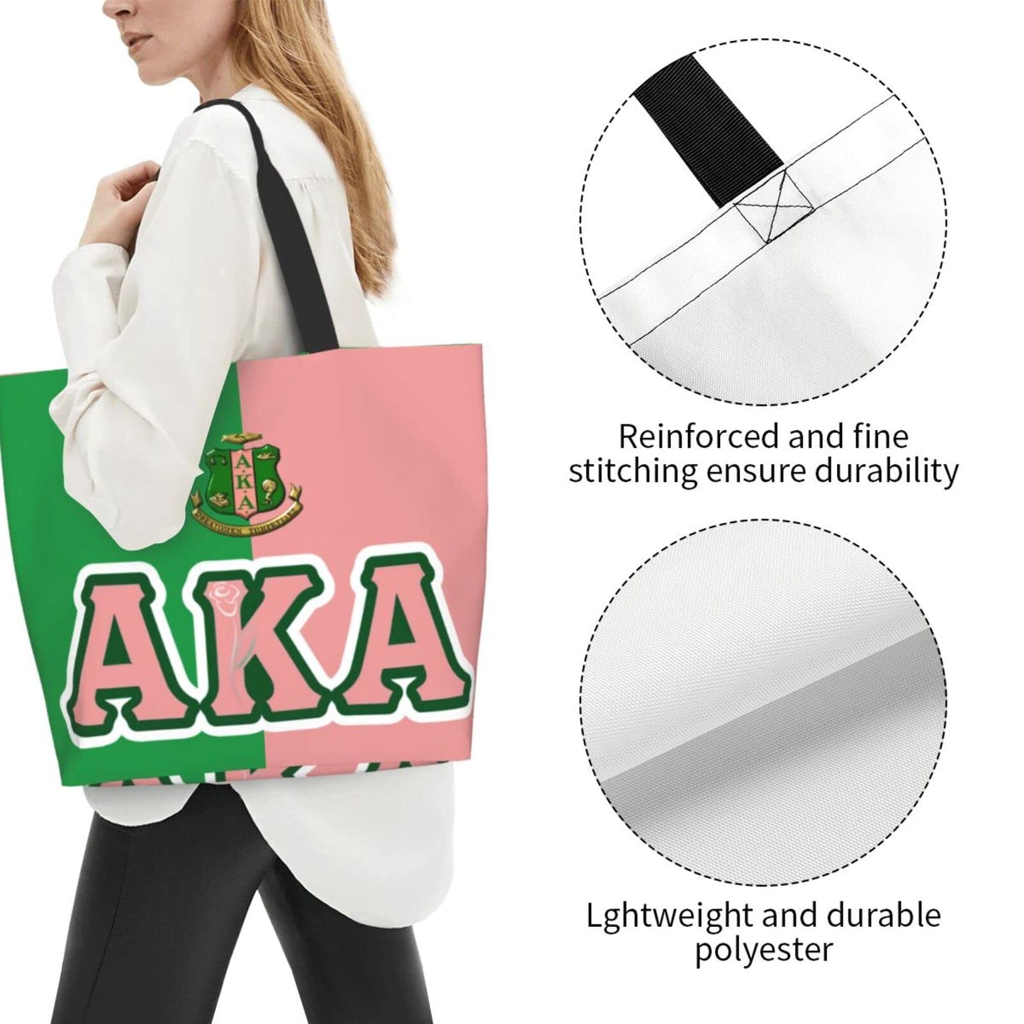 AKA Beach Tote Bags Travel Totes Bag Kitchen Reusable Grocery Bags Shopping Tote for Women Waterproof Book Tote