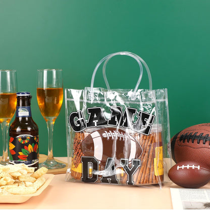 Wesnoy 20 Pcs Football Party Favor Football Goodie Gifts Bags with Handles Reusable Sport Themed Treat Bags for Candy Birthday Party Supplies 8 x 8 x 3.15''