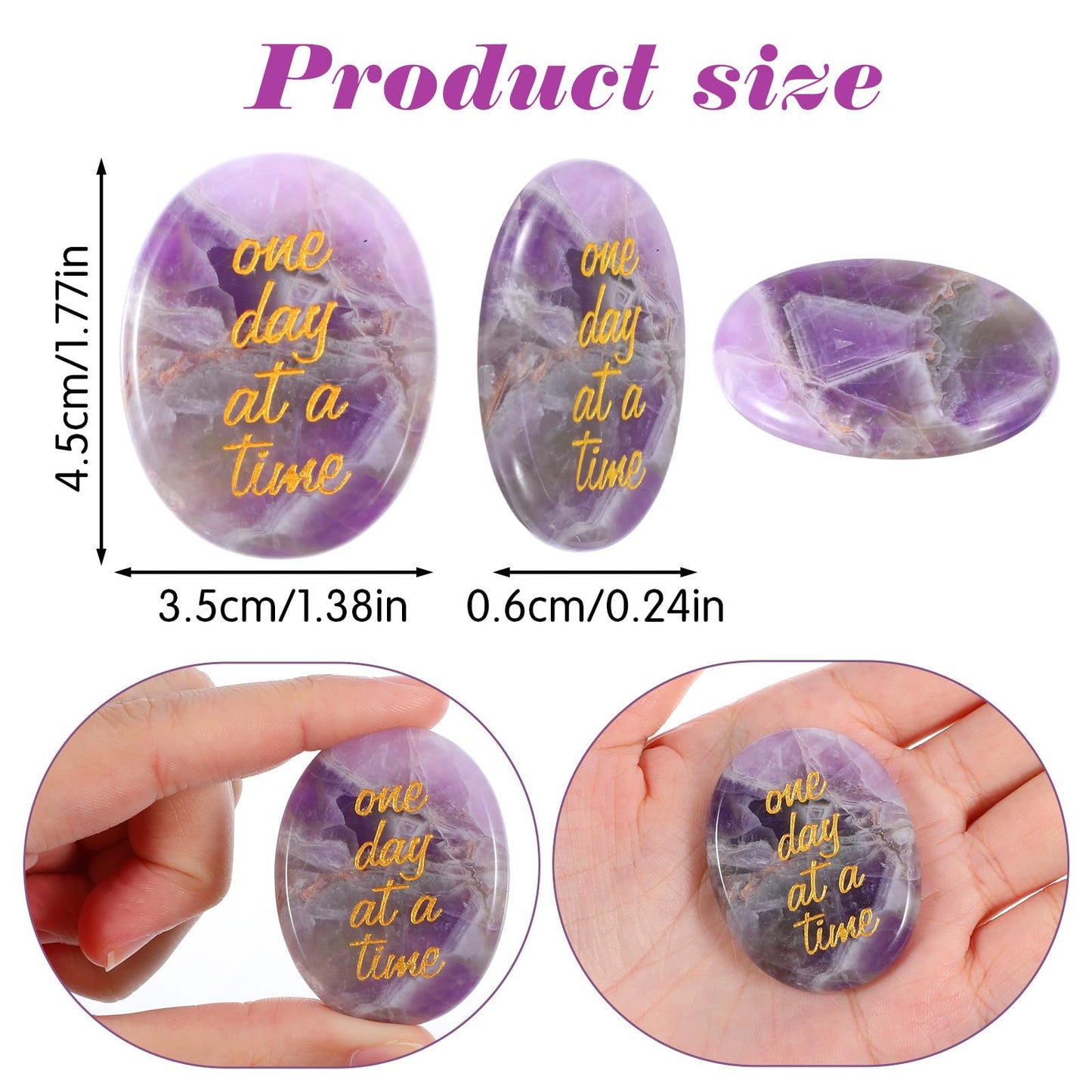 Amethyst Healing Crystal One Day at A Time Inspirational Thinking of You Gifts for Anxiety Relief and Encouragement for Women and Men