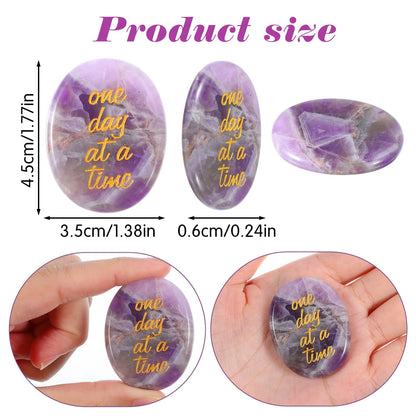 Amethyst Healing Crystal One Day at A Time Inspirational Thinking of You Gifts for Anxiety Relief and Encouragement for Women and Men