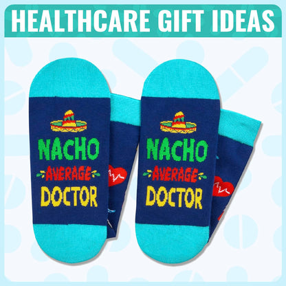 HAPPYPOP Nurse Gifts for Men Women - Nacho Average Doctor CNA EMT RN VET TECH Dentists Socks