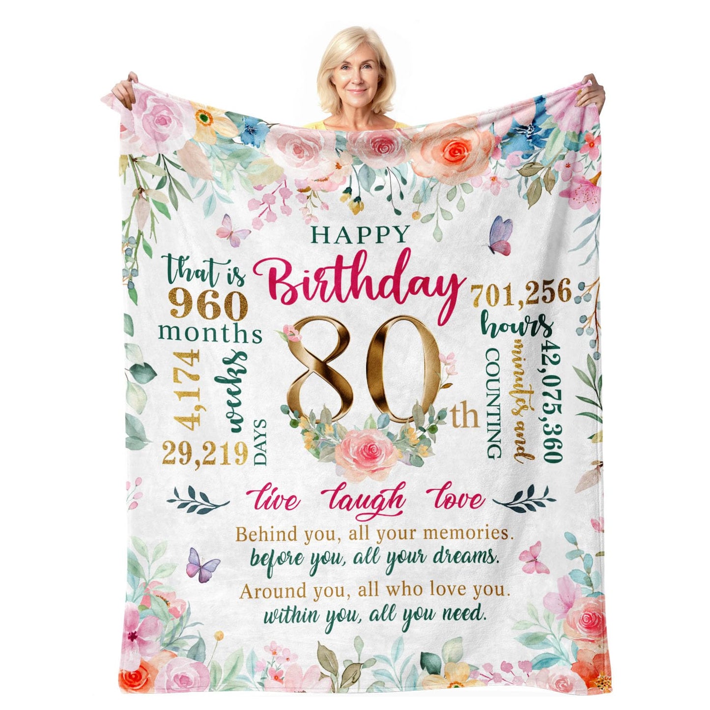 80th Birthday Gifts for Women,80 Year Old Birthday Gifts for Women,Gift for 80 Year Old Woman,80th Birthday Gifts,80th Birthday Decorations Throw Blanket 50"X60"