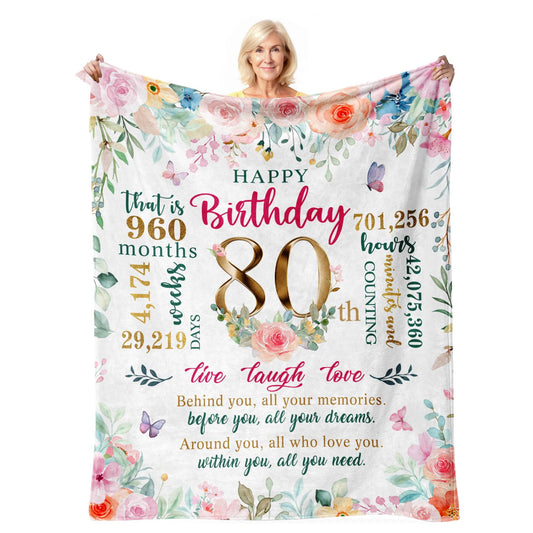 80th Birthday Gifts for Women,80 Year Old Birthday Gifts for Women,Gift for 80 Year Old Woman,80th Birthday Gifts,80th Birthday Decorations Throw Blanket 50"X60"