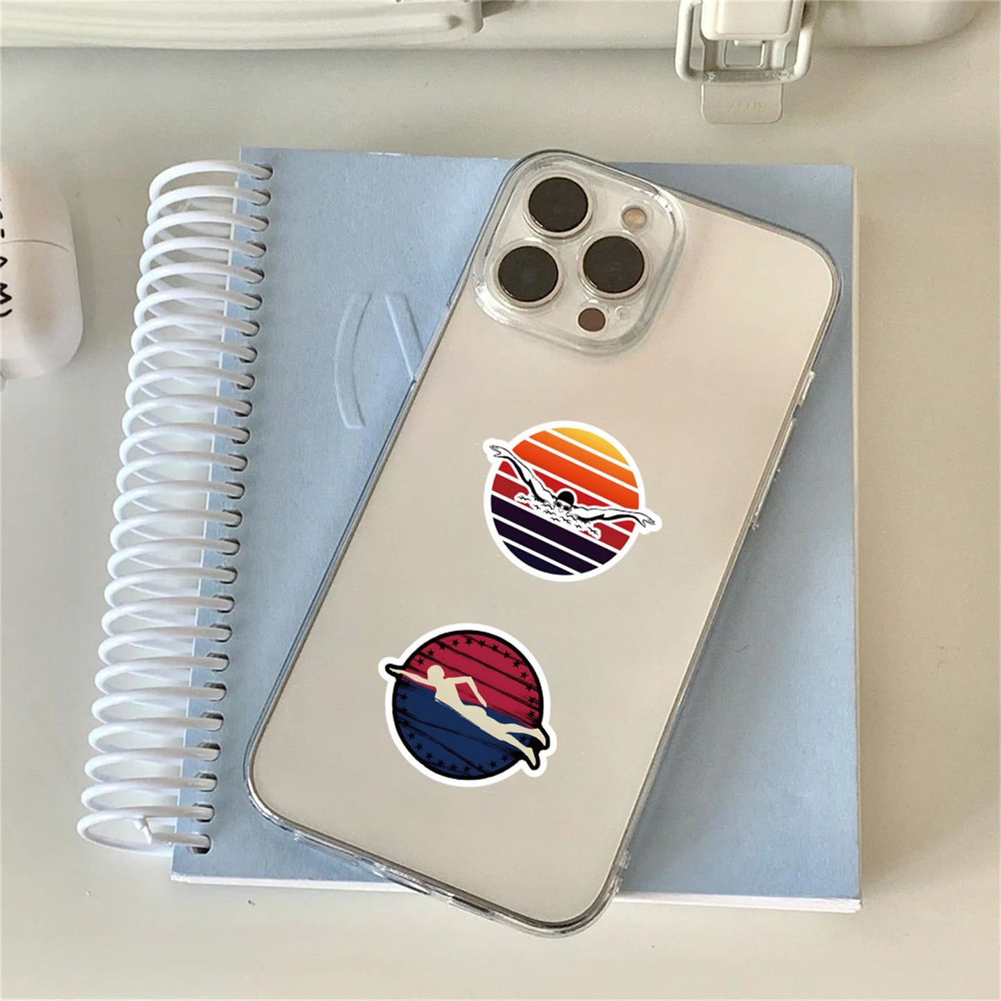 60PCS Swimming Stickers Waterproof Vinyl Swimmer Stickers for Water Bottles Luggage Phone, Asverbet Cute Sport Stickers for Teens Adults Swim Decorations Gifts for Kids